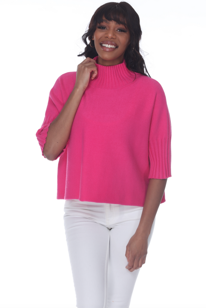 Natasha Classic Knit Sweater Top - Fuchsia