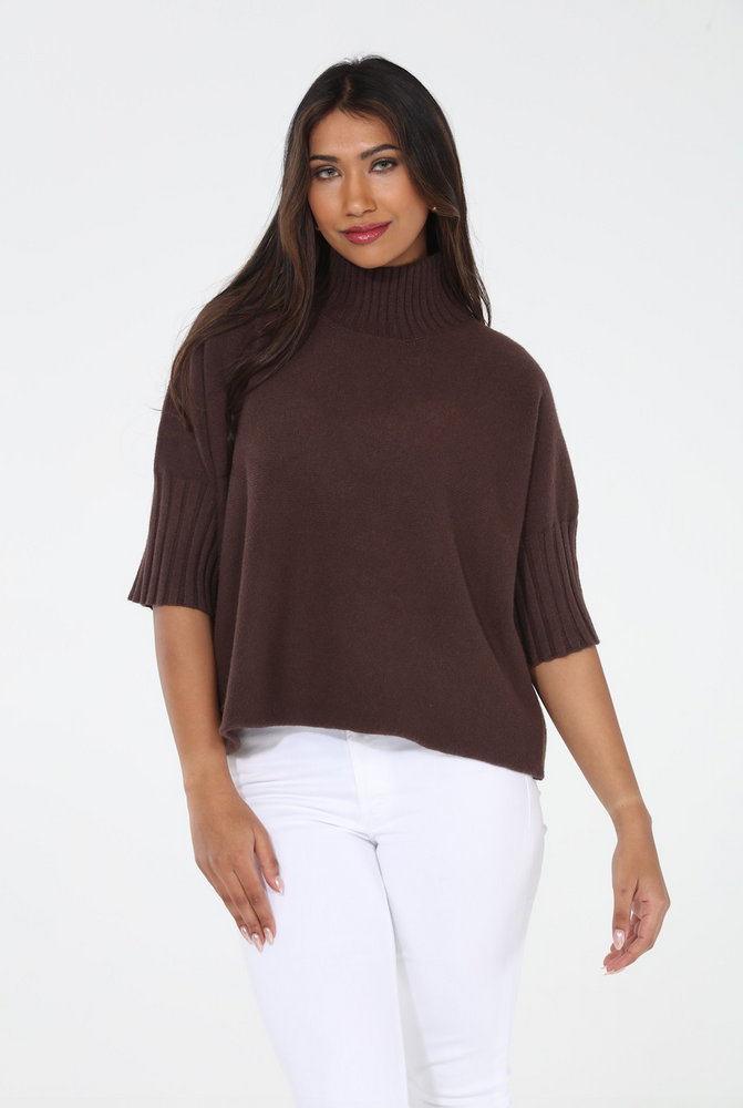 Natasha Classic Knit Sweater Top - Brown