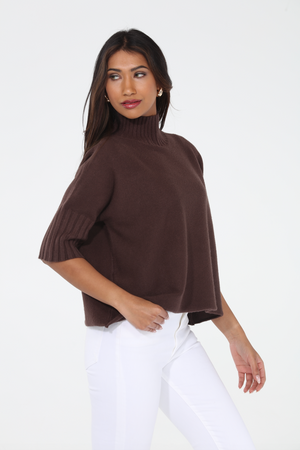 Natasha Classic Knit Sweater Top - Brown