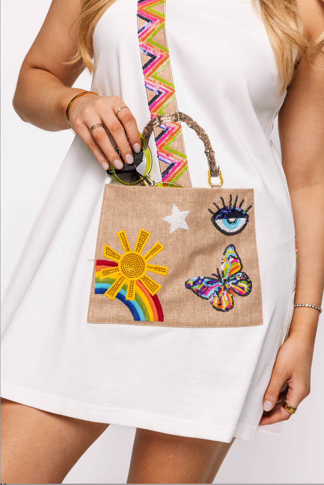 White Icon Crossbody Purse Tank Dress