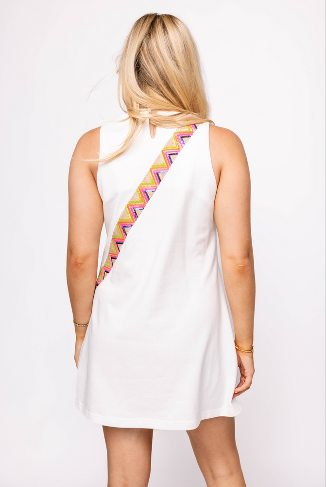 White Icon Crossbody Purse Tank Dress