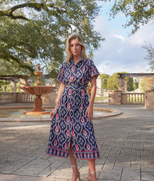 Sydney Shirtdress Tulip Ikat Navy