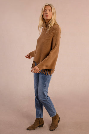 Ladies Knitted Sweater - Camel