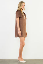Short Sleeve Suede Dress
