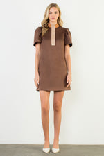 Short Sleeve Suede Dress