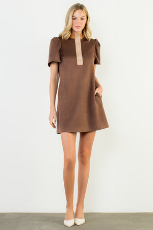 Short Sleeve Suede Dress