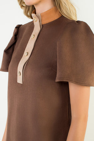 Short Sleeve Suede Dress