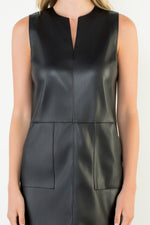 Sleeveless Leather Dress - Black