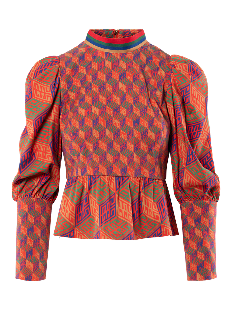 Zoe Top - Vintage Monogram Tencel Twill
