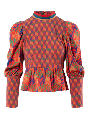 Zoe Top - Vintage Monogram Tencel Twill