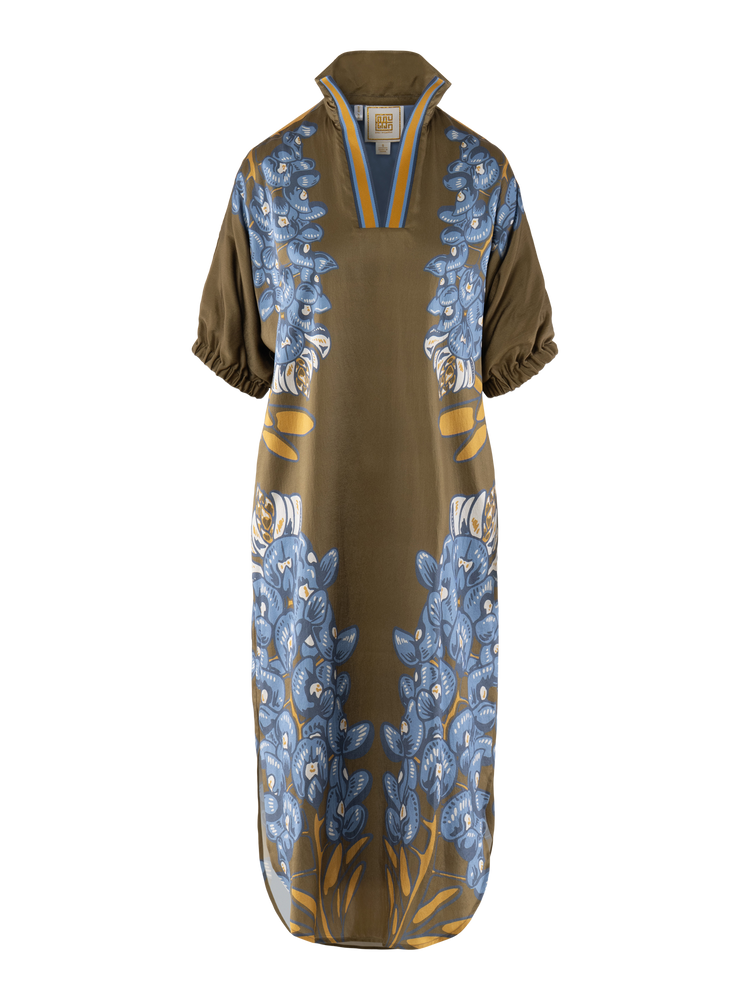 Poppy Caftan - Bluebonnet Textured Silk