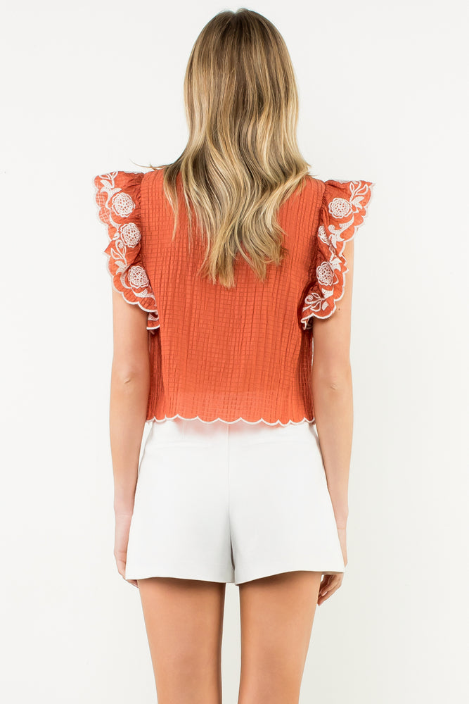 Flutter Sleeve Textured Top