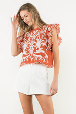 Flutter Sleeve Textured Top