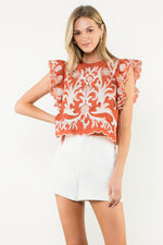 Flutter Sleeve Textured Top