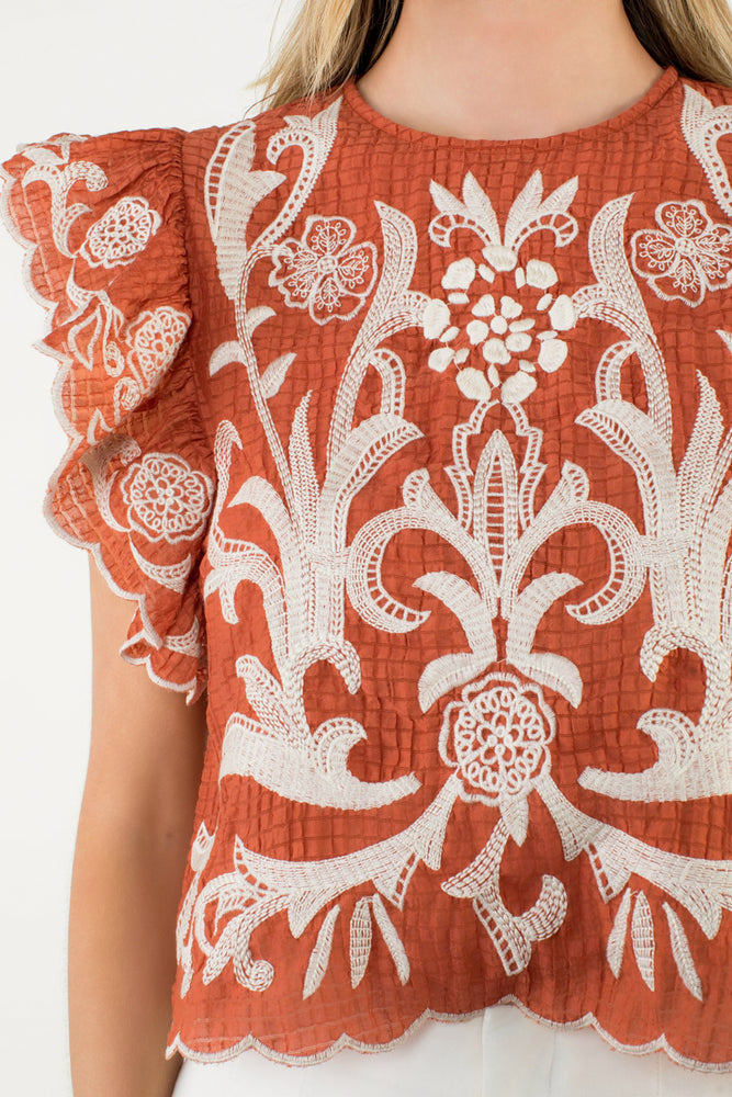 Flutter Sleeve Textured Top