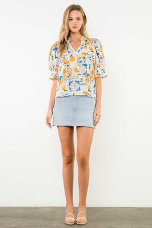 Puff Sleeve V-Neck Top