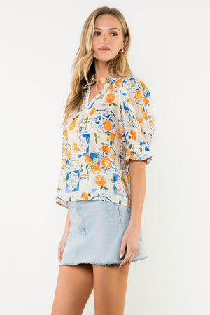 Puff Sleeve V-Neck Top