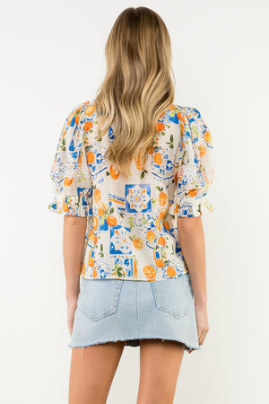 Puff Sleeve V-Neck Top