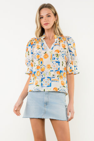 Puff Sleeve V-Neck Top