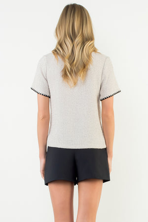Short Sleeve Tweed Top