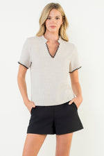 Short Sleeve Tweed Top