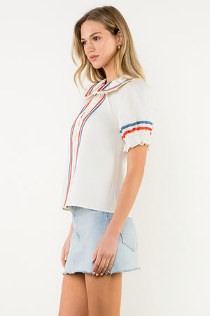 Puff Sleeve Button Up Top