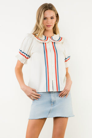 Puff Sleeve Button Up Top
