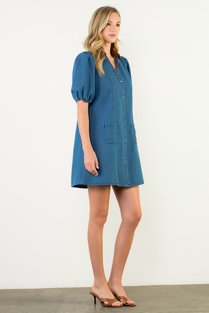 Mixed Media Denim Dress