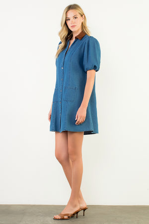 Mixed Media Denim Dress