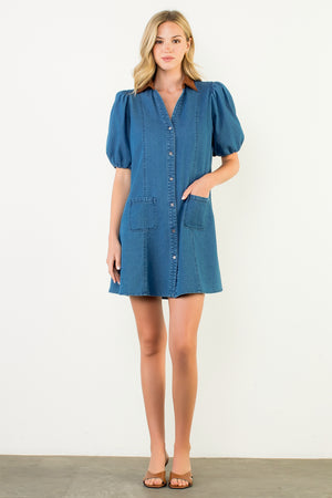Mixed Media Denim Dress