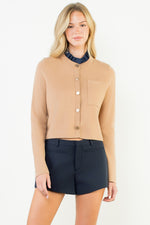Ruffle Trim Neckline Button Up Cardigan