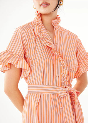 Katie Dress Orange Stripe Cotton