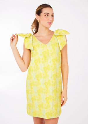 Meredith Dress Yellow Sunflower Jacquard