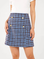 Jessica Skirt Blue/Brown Houndstooth