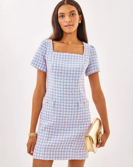 Gwynne Boucle Shift Dress - Bluette - Tidepool Boucle