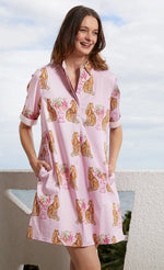 Chatham Dress Pink with Cheetah and Urns