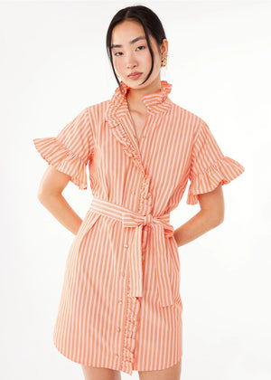Katie Dress Orange Stripe Cotton