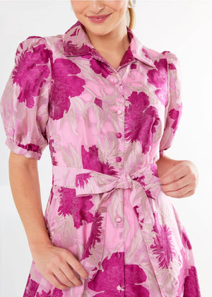 Charlotte Gown Magenta Pansy Vine Organza