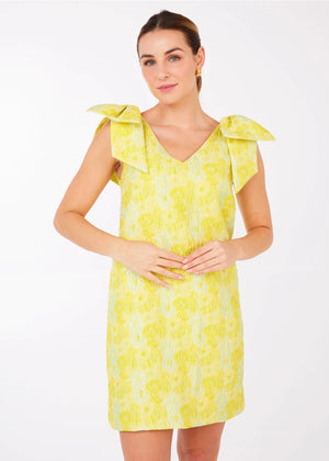 Meredith Dress Yellow Sunflower Jacquard