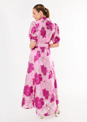 Charlotte Gown Magenta Pansy Vine Organza