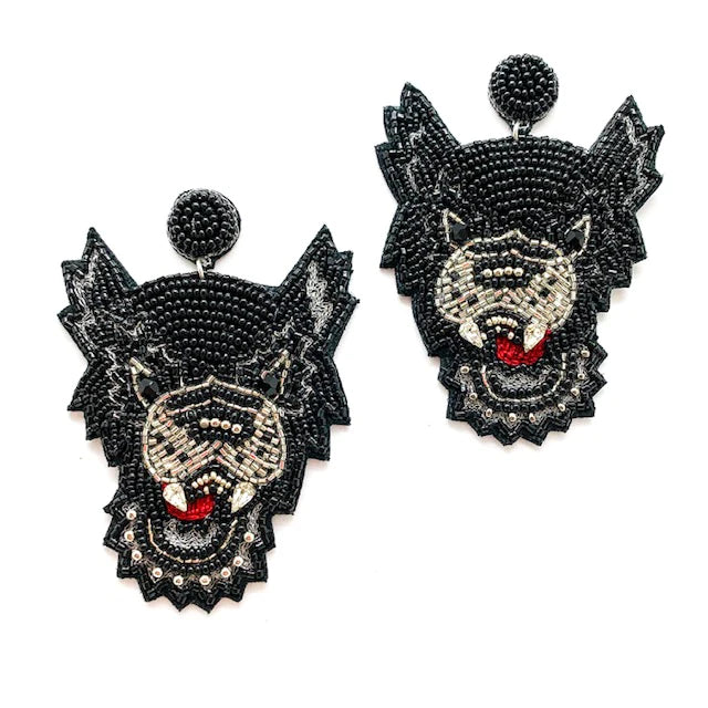 
            
                Load image into Gallery viewer, Beaded Wolf Earrings
            
        