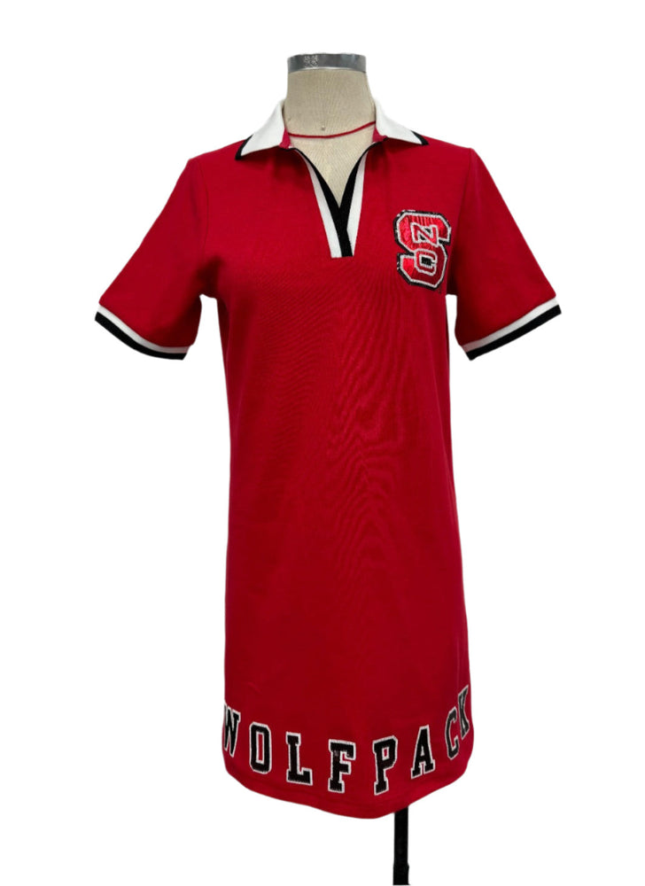 NC State Collared Shirt Dress - Red/Black