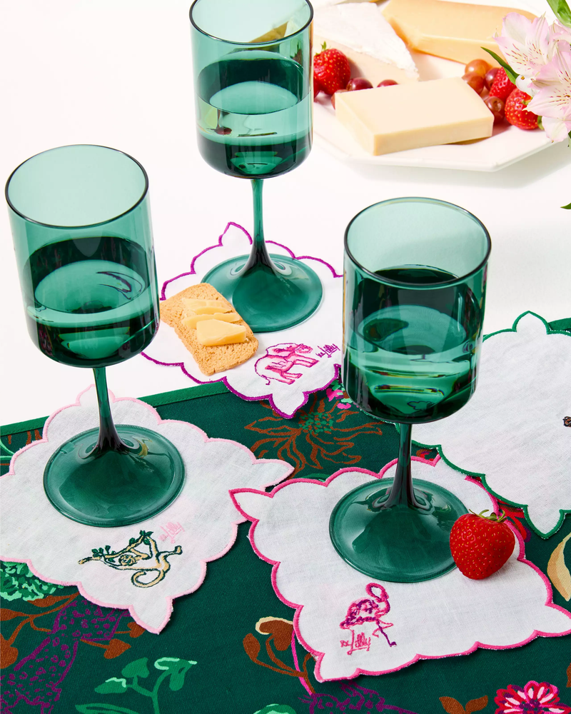 Embroidered Cocktail Napkin Set - Multi - Embroidered Cocktail