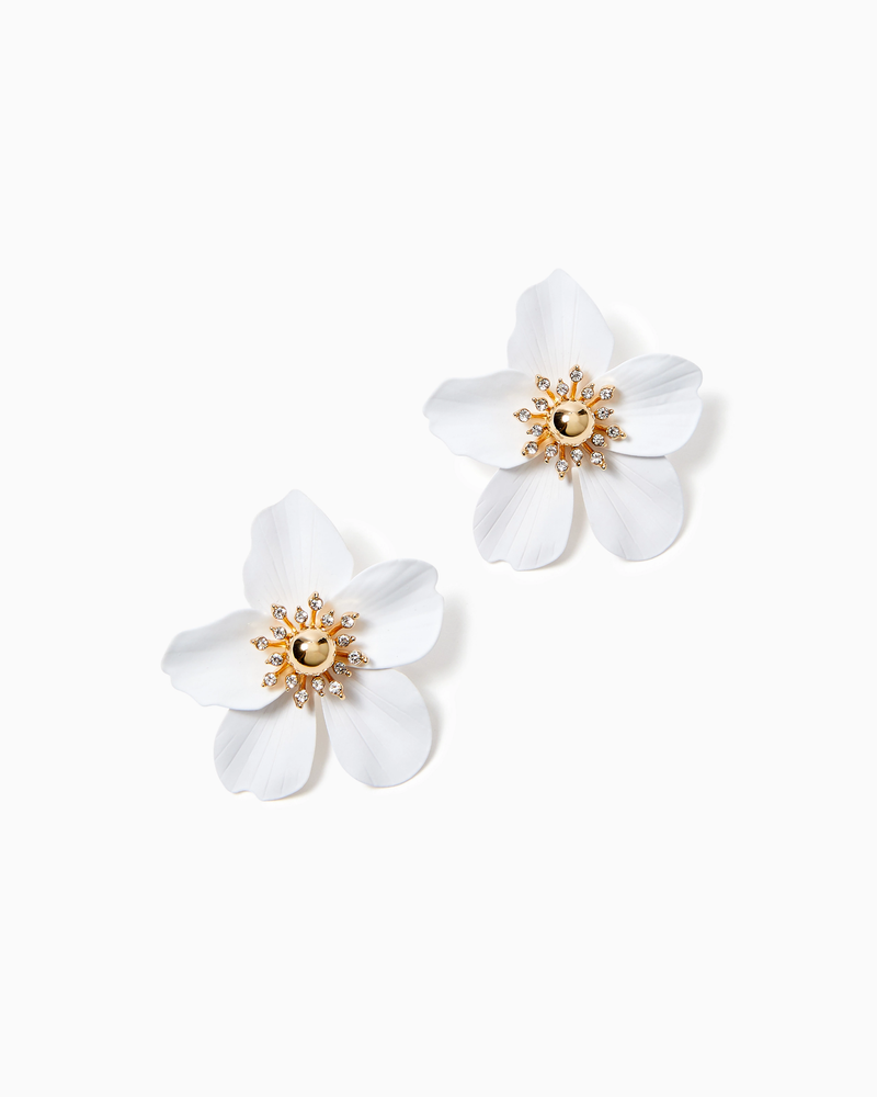 Oversized Orchid Earrings -Resort White