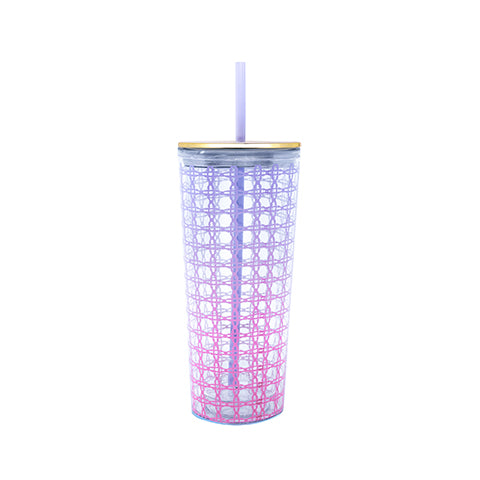 Tumbler with Straw, Spearmint Caning Ombre