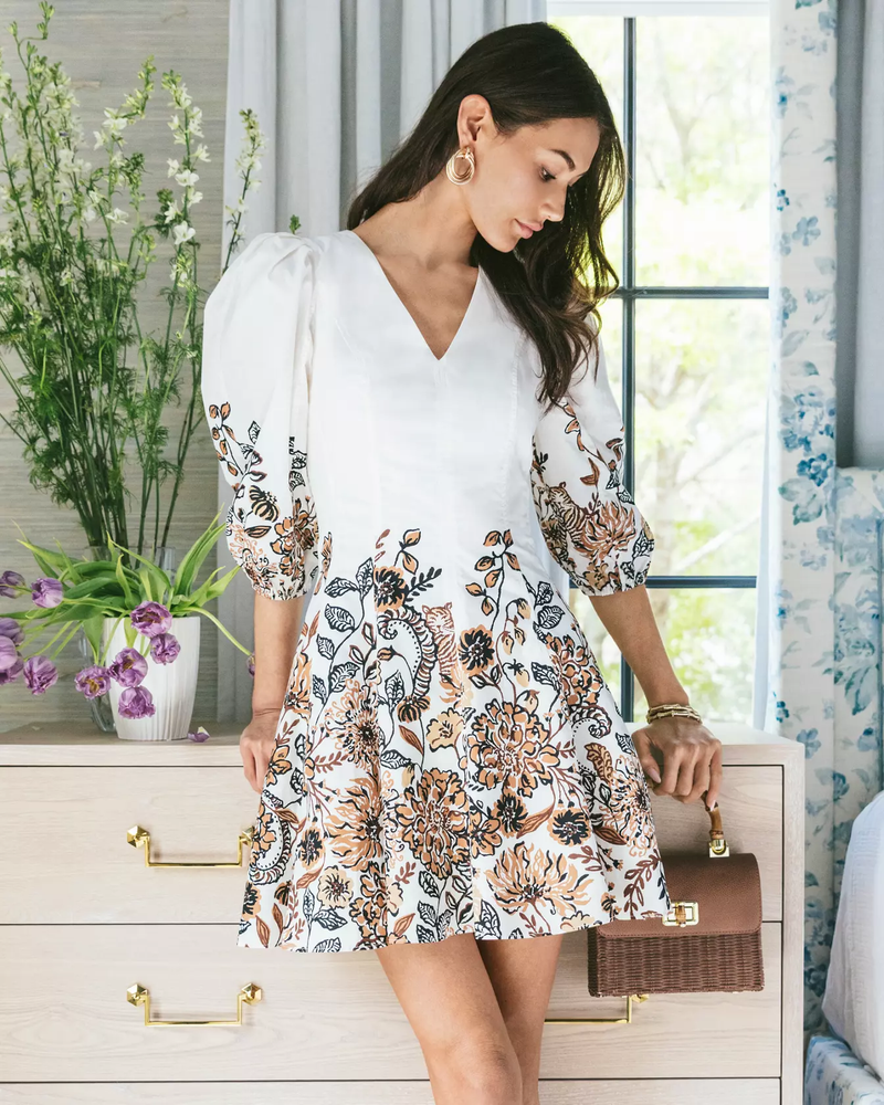 Ash V-Neck Dress - Coconut Take Meowt Engineered Woven Dress