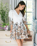 Ash V-Neck Dress - Coconut Take Meowt Engineered Woven Dress