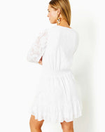 Cristiana Long Sleeve Dress - Resort White - Poly Crepe Swirl Clip