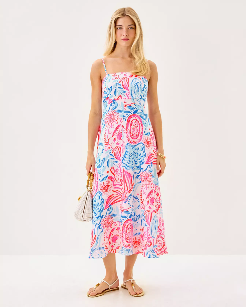 Jorgian Linen Midi Dress - Resort White Sun Sea Sand