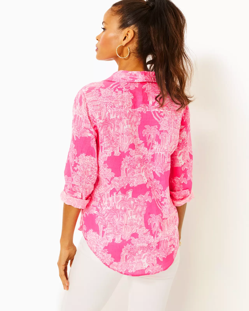 Sea View Button Down Top - Roxie Pink - PB Anniversary Toile
